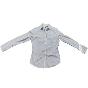 Banana Republic‎ Women 4 Classic Blue Stripe Button Down Shirt Preppy Secretary